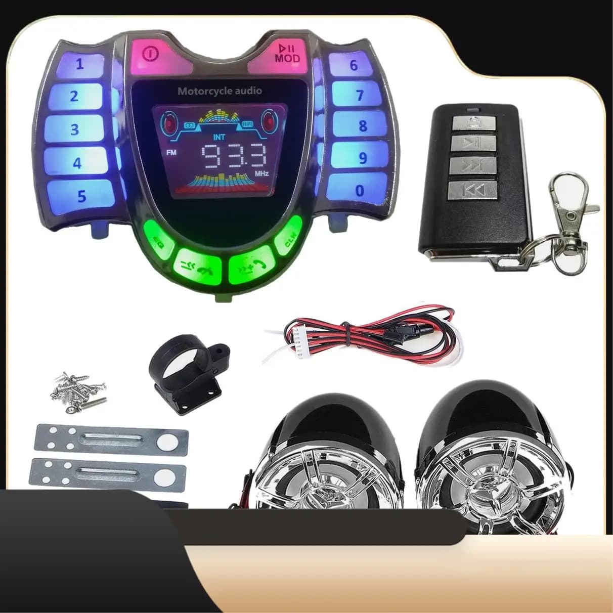A13Z-Altoparlanti stereo per moto, lettore MP3 wireless Bluetooth, audio FM impermeabile per moto, scooter, ATV, UTV