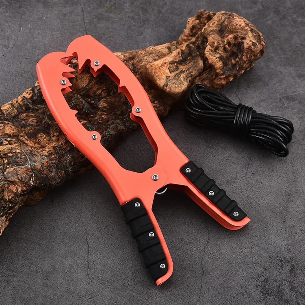 Pinza da Pesca con Ampia Apertura, Impugnatura in Acciaio Inox, Corda Paracord da 16 Piedi per Nautica, Pesca e Campeggio