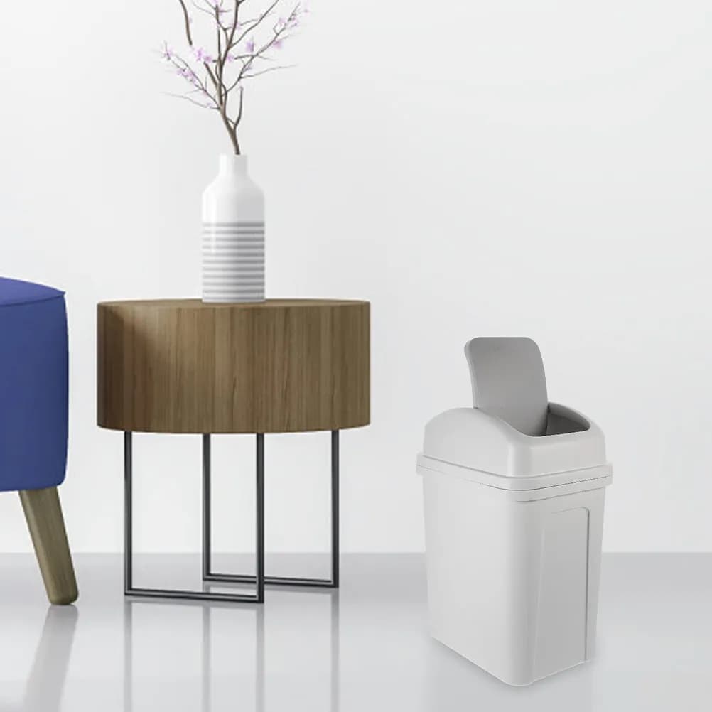 Cestino per Bagno con Coperchio a Battente, Pattumiera Compatta Multifunzione per Cucina, Camera da Letto, Ufficio