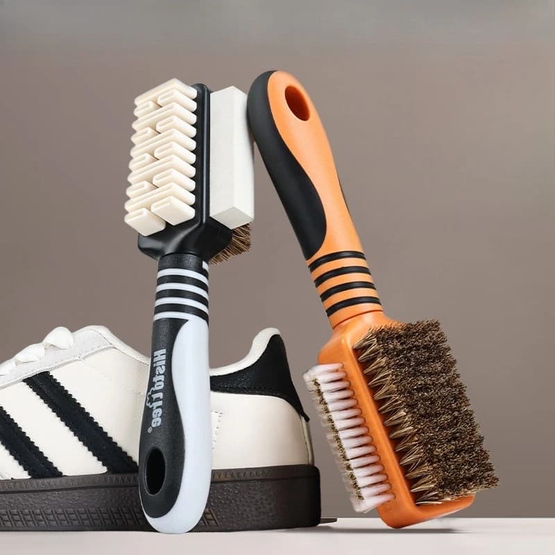 Household Multi-Sided Shoe Brush Copper Wire Horse Hair Cleaner For Sneaker Canvas Suede Nubuck Leather Shoe Cleaning Accessory