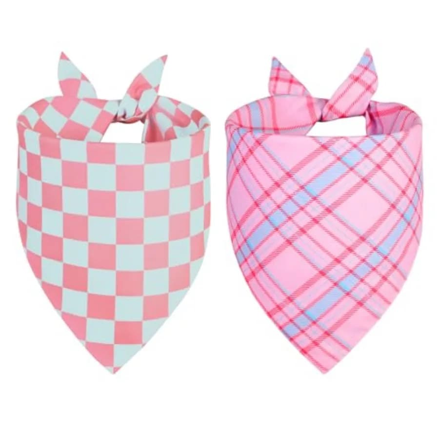 Fazzoletti triangolari reversibili rosa a spirale per cani e cuccioli, set da 2 pezzi