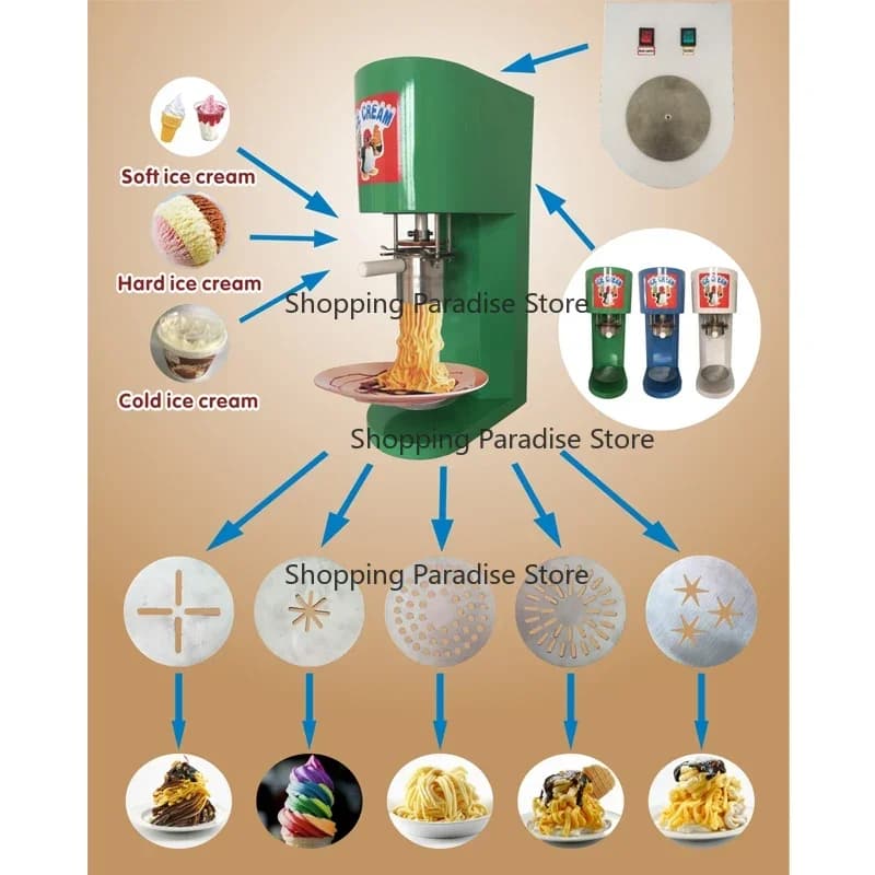 Macchina Elettrica per Spaghetti Gelati da 900ml - Distributore Automatico di Gelato per Uso Domestico
