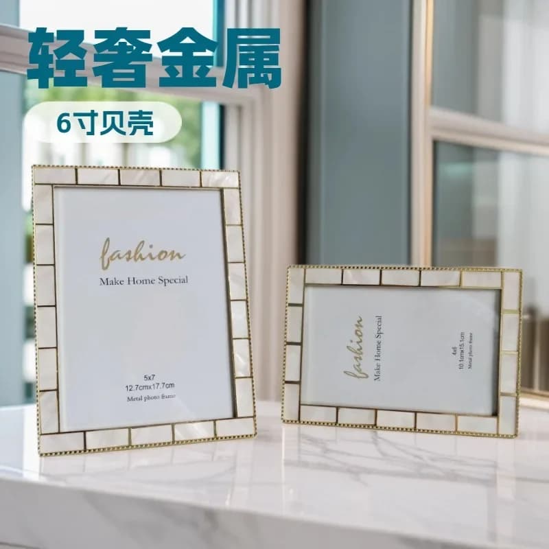 Cornice portafoto di lusso in metallo con materiale esterno da 6/7 pollici per decorazioni da tavolo per la casa