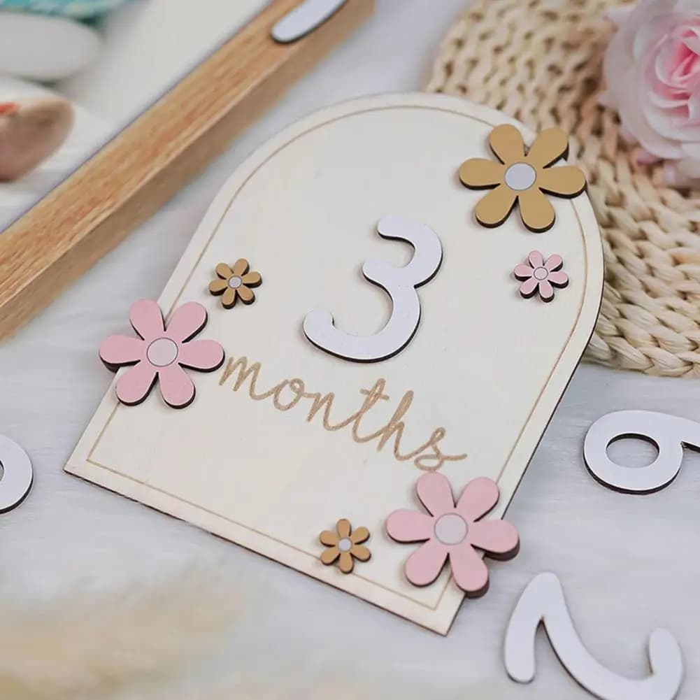Carte per pietre miliari mensili per bambini cattura carte per pietre miliari in legno festeggia ogni momento prezioso della crescita del bambino con Fine