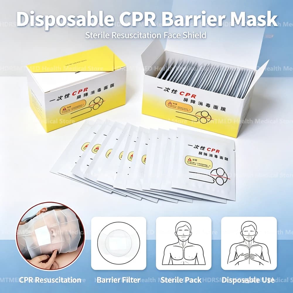 10-200PCS Disposable Medical First Aid Breathing Mask CPR Resuscitator Rescue Mouth Breath with One-Way Valve Portable Emergency