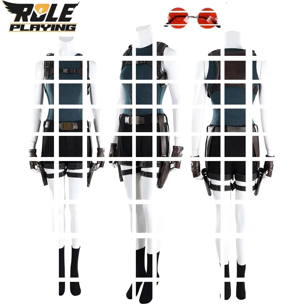 Tomb COS Raider Lara Croft Cosplay Costume Women Fantasy Top Shorts Glasses Belt Gloves Clothing Halloween Carnival Party Suit