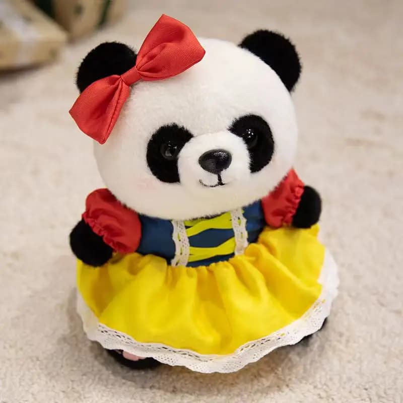 Ultimo peluche panda da 23 cm in gonna, statuetta, cartone animato, anime, simpatico cuscino, regalo di compleanno per bambini, bambola divertente