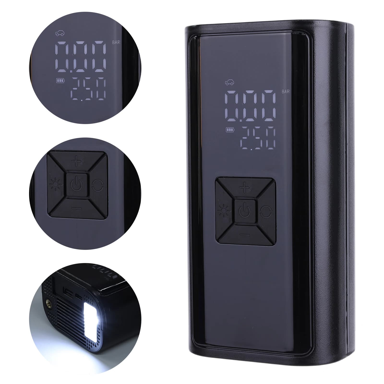 Mini pompa elettrica Pompa d'aria portatile multifunzionale Pompa per materasso ad aria ricaricabile USB C con luce a LED per auto moto bici