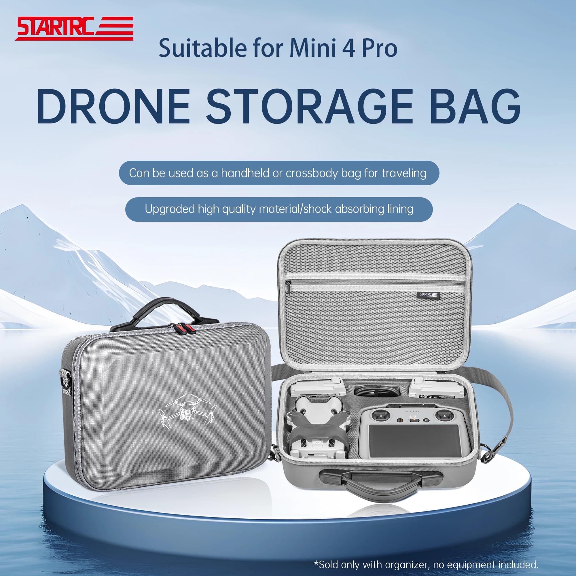 Borsa da Trasporto Mini 4 Pro, Custodia da Viaggio in Pelle PU con Tracolla per Accessori DJI Mini 4 Pro Fly More Combo RC2 / RC-N2