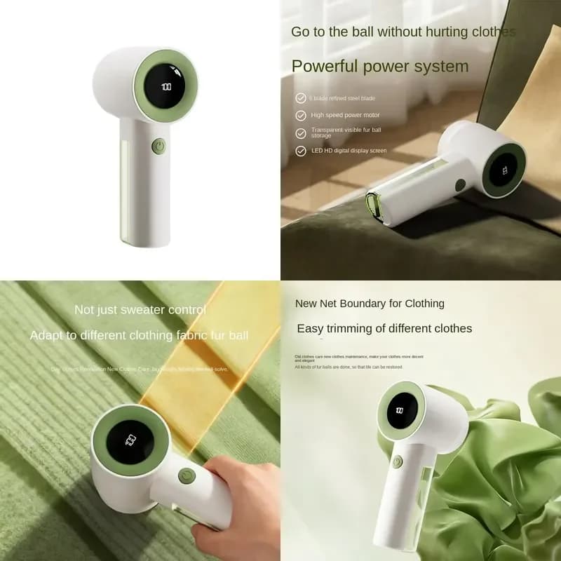 Portable Rechargeable Electric Lint Remover with LED Power Display Fabric Shaver for Clothes