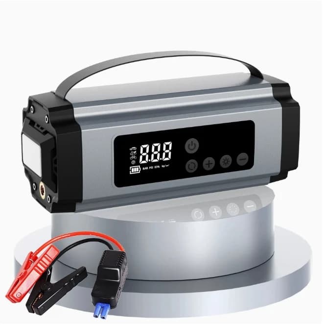 Avviatore di emergenza portatile 4 in 1 con gonfiatore per pneumatici con aspirapolvere per auto Accumulatori e caricabatterie di riserva da 8000 mAh
