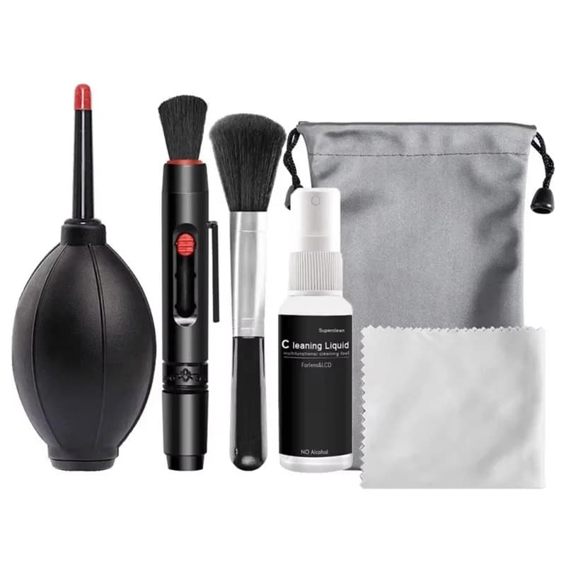 Kit di pulizia per fotocamera digitale 6 in 1, soffiatore d'aria professionale, panno per lenti DSLR, penna, pennello, strumento di pulizia per sensori CCD, lenti, tastiere