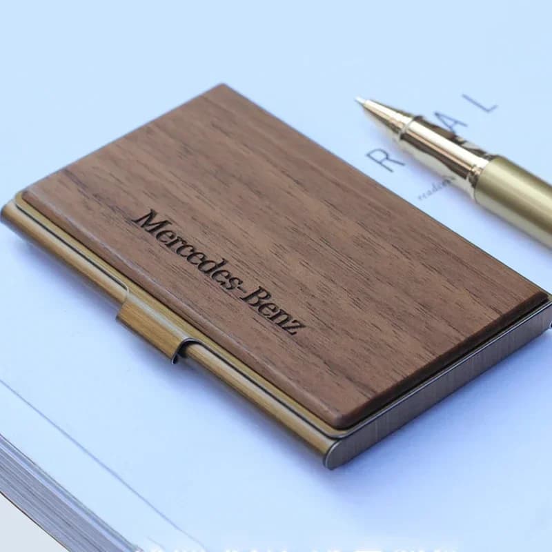 1 pz incisione gratuita in legno porta biglietti da visita professionale tasca personalizzazione carta in legno personalizzata per porta biglietti da visita