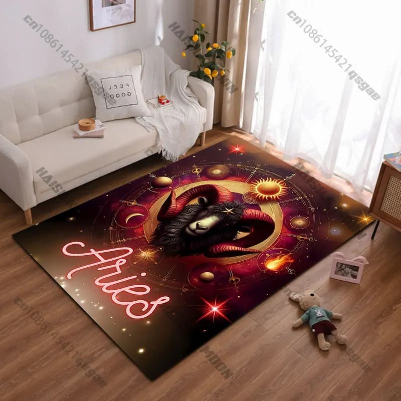 Tappeto con simbolo di Ariete, segno astrologico, per yoga, decorazione soggiorno, tappetino per bambini, zerbino, tappeto per giochi