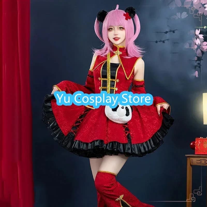 Yu-Cosplay Hinamori Amu Costumi Cosplay Anime Shugo Chara Cosplay Abito Cheongsam Rosso Uniformi di Carnevale di Halloween Vestito Del Partito