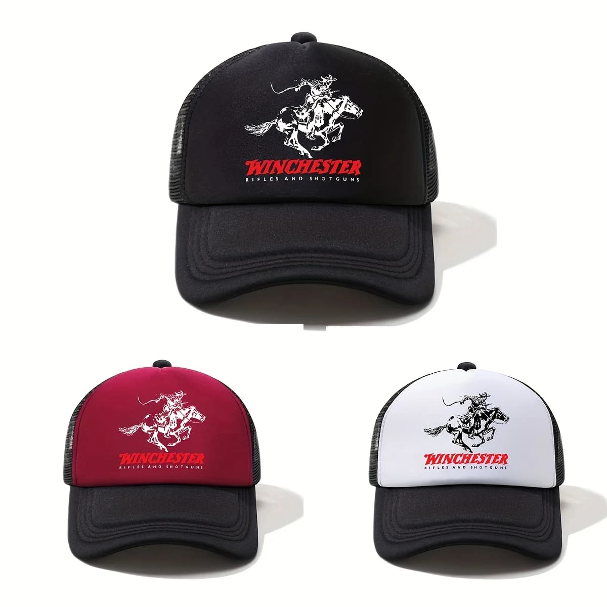 Berretto da baseball a mezza rete stampato Winchester - Cappello da sole da esterno unisex in stile vintage