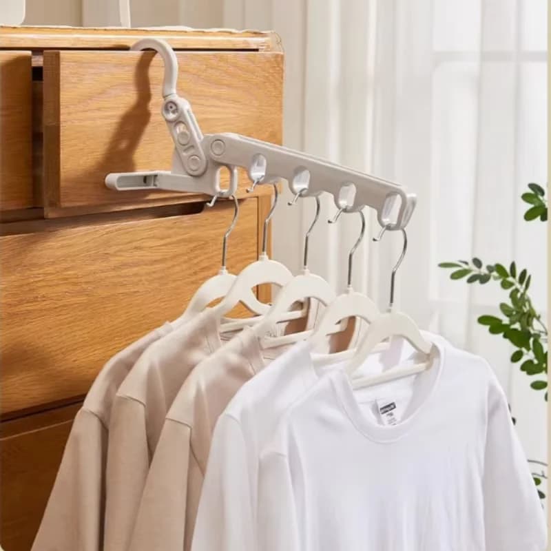 Multi-Function Foldable 5-Hole Garment Hanger, Portable Clothes Drying & Storage Rack, Travel Essential Clothing Holder for Busi