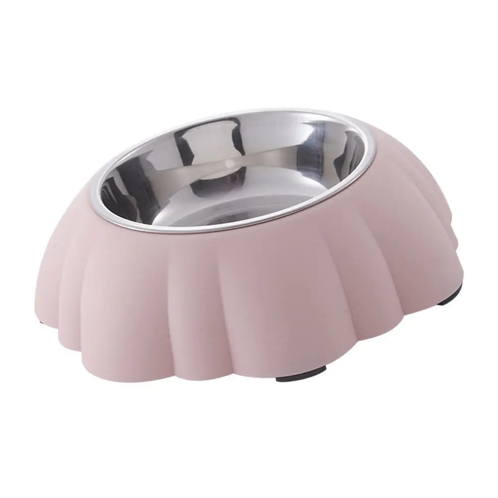 Stainless Steel Dog Bowl with Premium PP Base Pink Double Feeder Non-Tip Design Easy Clean Smooth Surface for Cats Dogs Pet Food