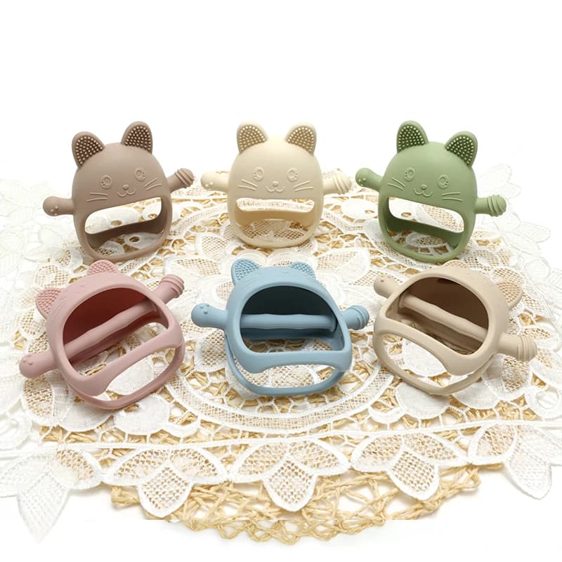Guanti in silicone per bambini per uso alimentare Massaggiagengive Ciucci per bambini Giocattoli per la dentizione Neonato Cura dei denti Gengive Bastone molare Articoli per bambini