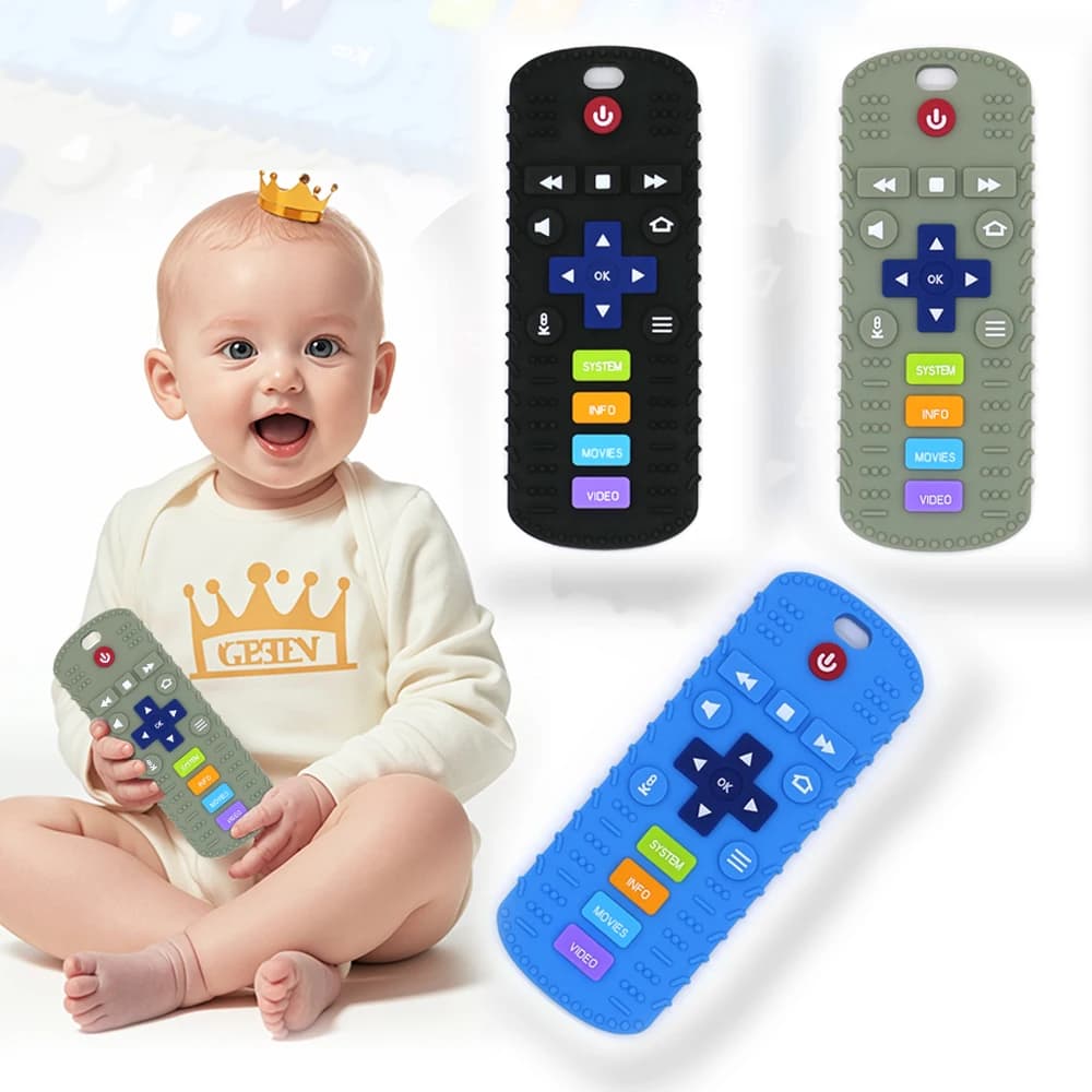 Massaggiagengive telecomandato in silicone per bambini Periodo dell'appetito orale del bambino Lenitivo telecomando Dentizione morso Gomma Giocattoli anti-mangiare