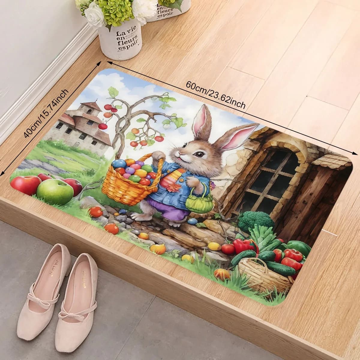 1PC Coniglio Raccolto Modello Tappetini per porte Tappeti da cucina Antiscivolo Design pop Tappeti da bagno Tappetino da bagno Tappeto per la casa Lavandino Lavanderia Decor