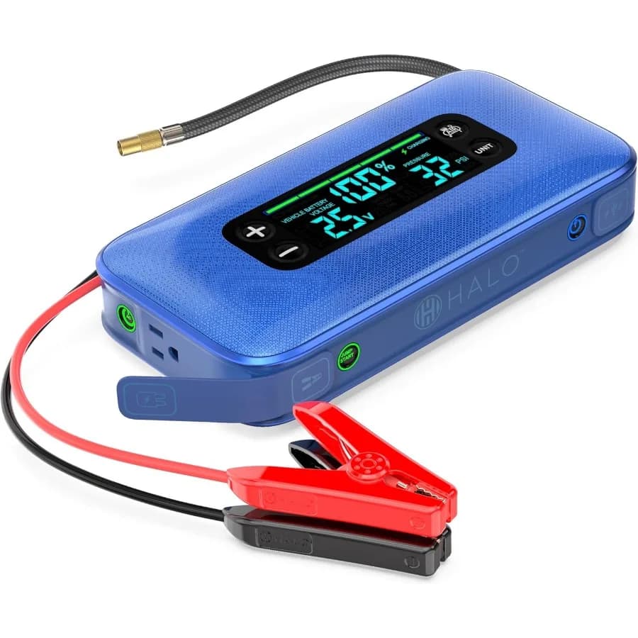 Avviatore di emergenza per batteria per auto portatile Bolt Ultimate 3 con compressore d'aria da 130 PSI e power bank USB da 5,5 Wh per strada di emergenza