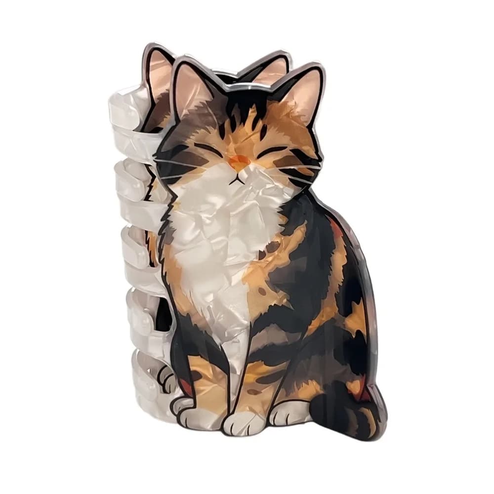 Cartoon Acrylic Cat Hair Claw Elastic Claw Jaw Smooth Surface Half Up Accessory Solid Resin Build Hair Grip Clip Gift