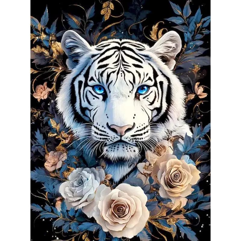 GATYZTORY White Tger Painting By Numbers Painting Decor Acrylic on Canvas Paints Animal Acrylic Paint Wall Art Crafts DIY Kits f