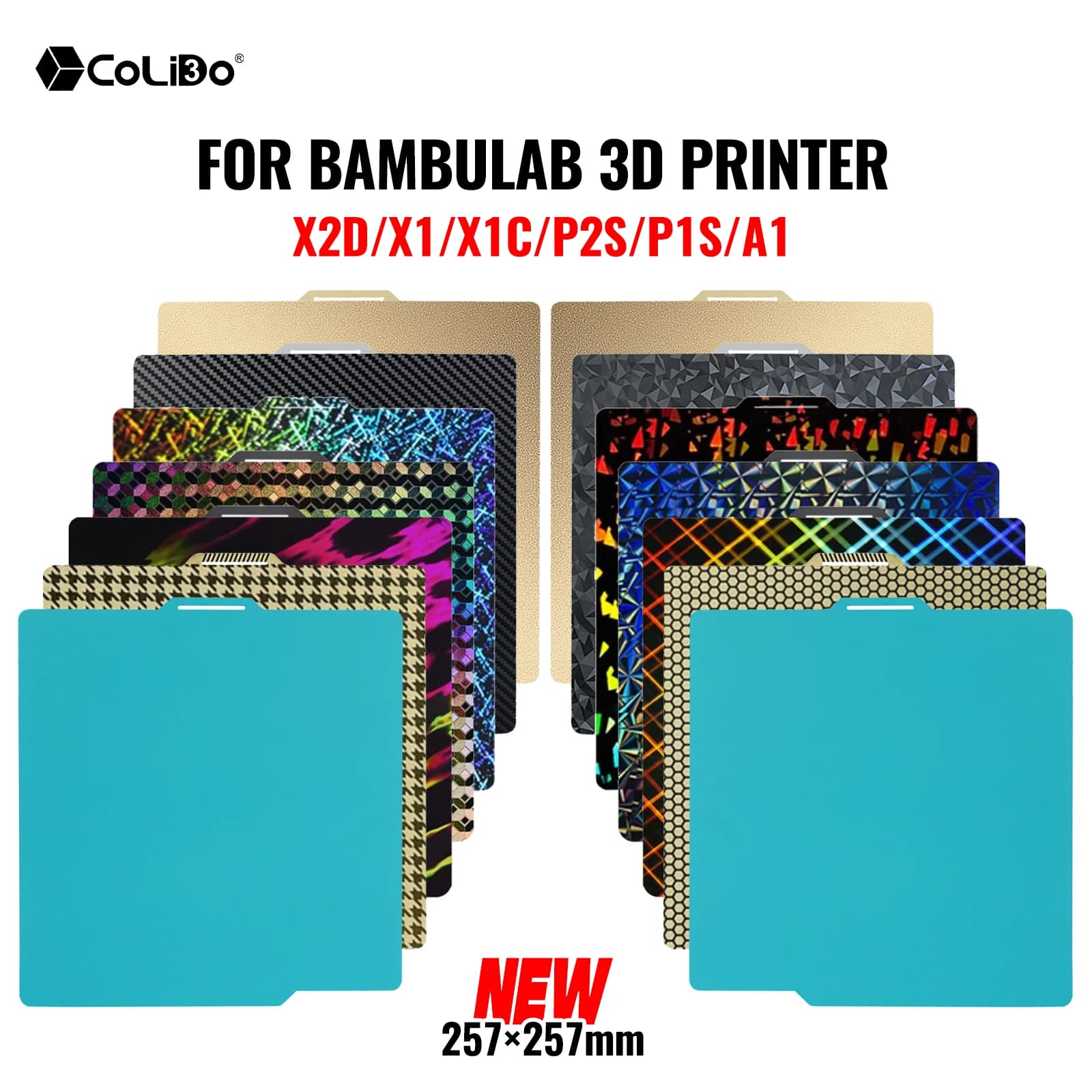 Piastra PEI per stampante 3D Bambulab P2S 257x257mm, liscia, in carbonio a nido d'ape, testurizzata, per accessori stampanti 3D Bambulab A1 P1S