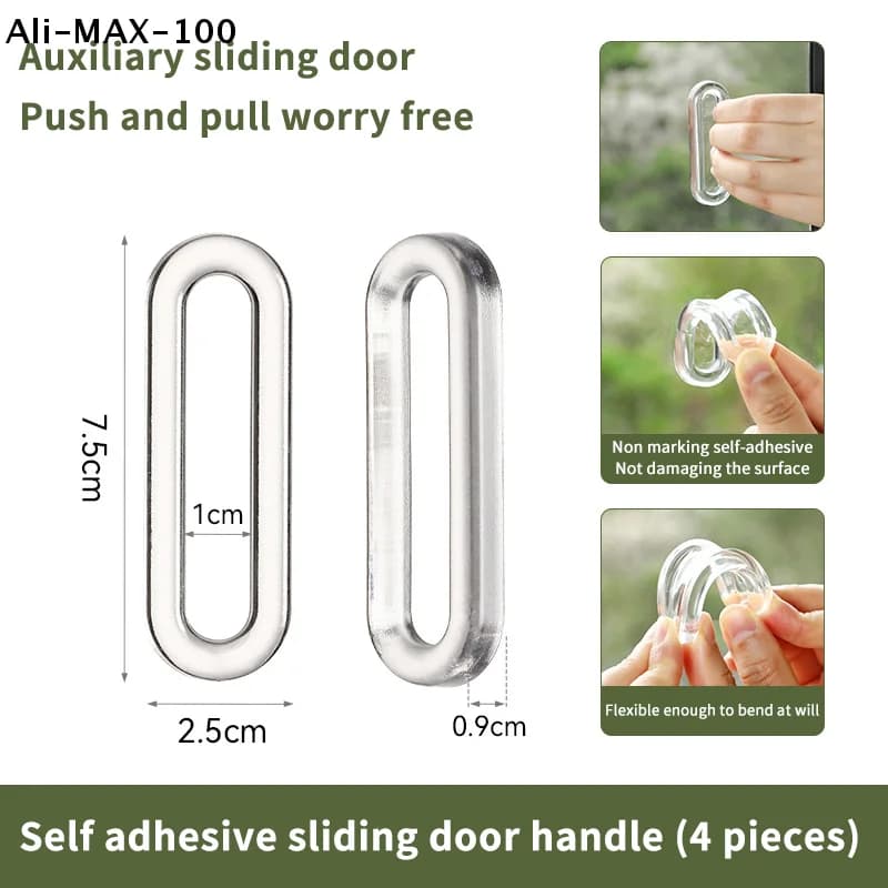【MA3】4 maniglie per porte scorrevoli in plastica morbida PU, autoadesive, per porte scorrevoli in vetro, mobili da cucina e cassetti