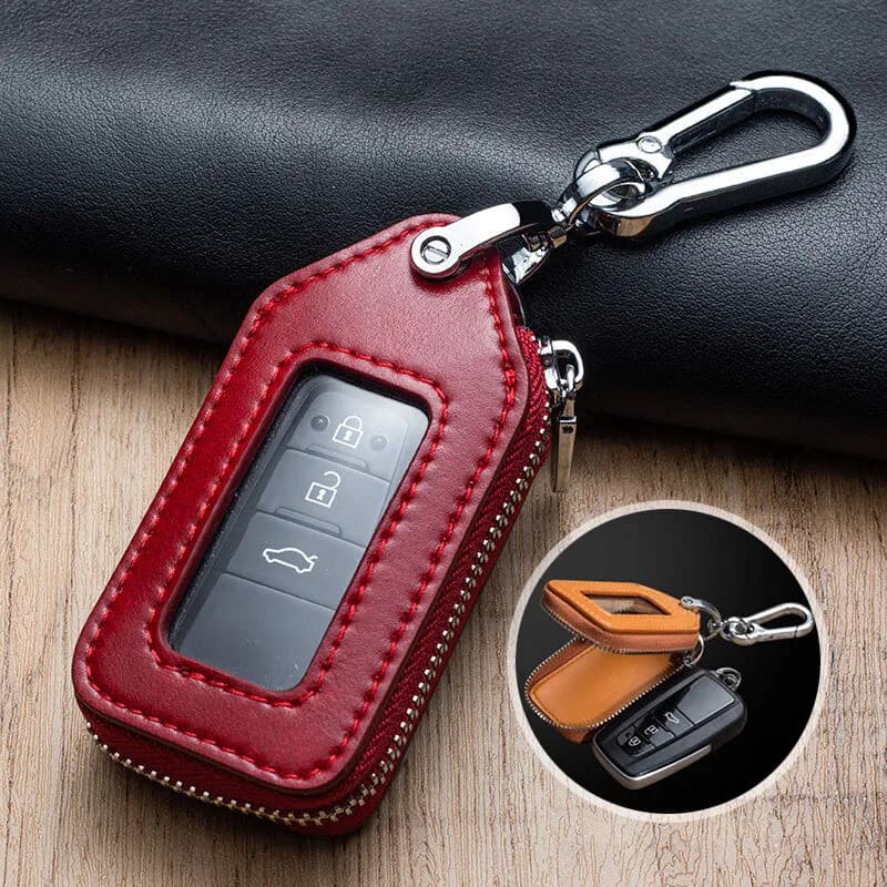 NUOVA moda PU pelle senza chiave ingresso auto custodia protettiva chiave intelligente borsa con cerniera portachiavi auto unisex copertura governante
