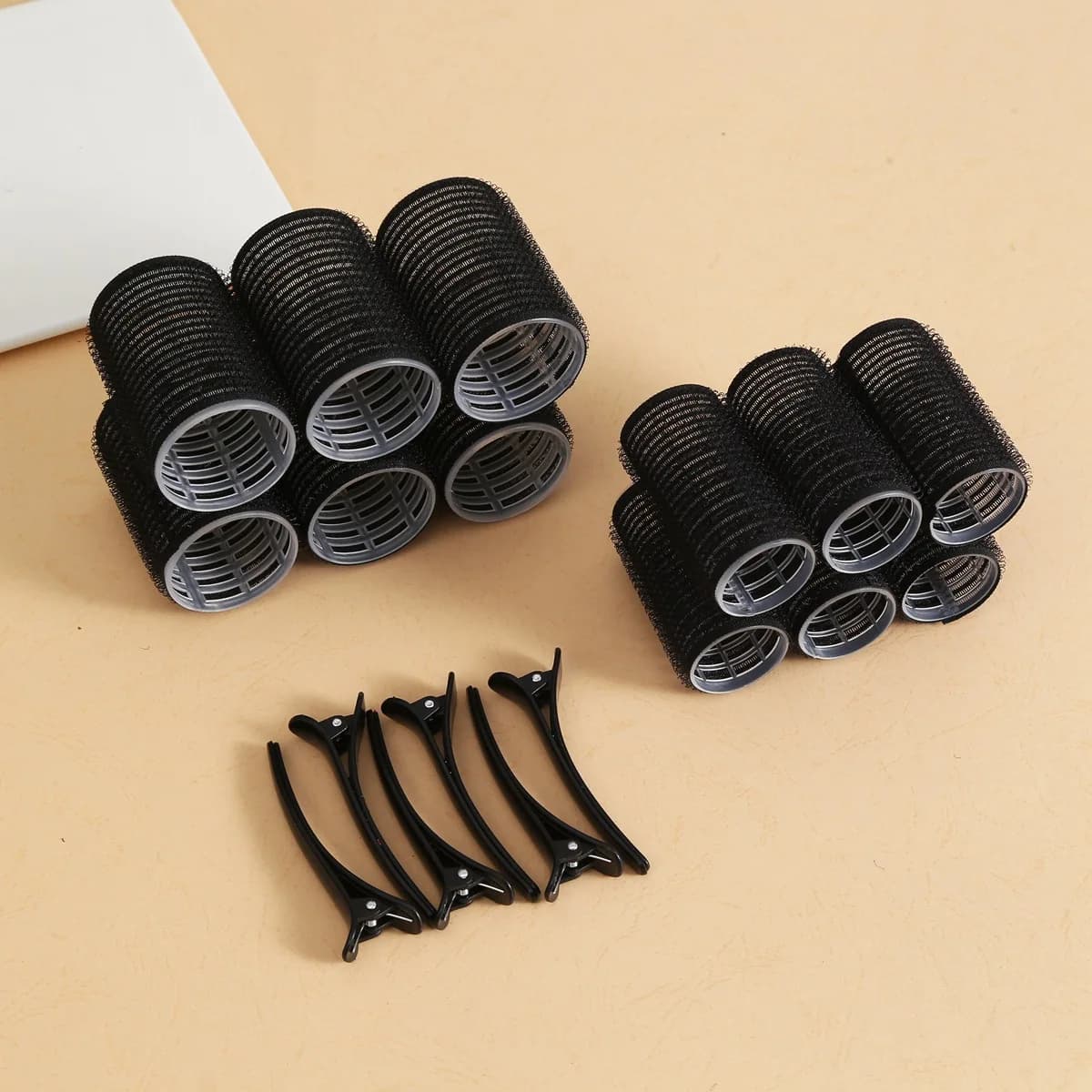 Set di Bigodini per Capelli in Plastica Autoaderenti, Clip per Arricciare i Capelli, Strumenti per Acconciature Fai-da-Te, 18 Pezzi/Set