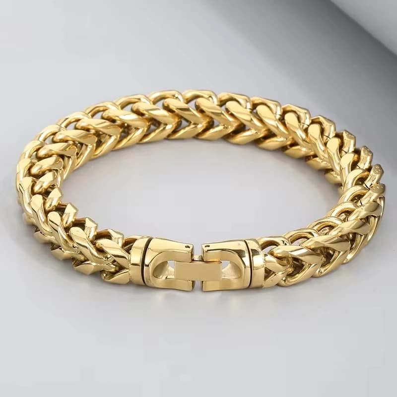 Braccialetto con chiglia in acciaio inossidabile di larghezza 8/10mm bracciale con catena a chiglia in oro placcato gioielli di moda per uomo regalo di festa di compleanno di nozze