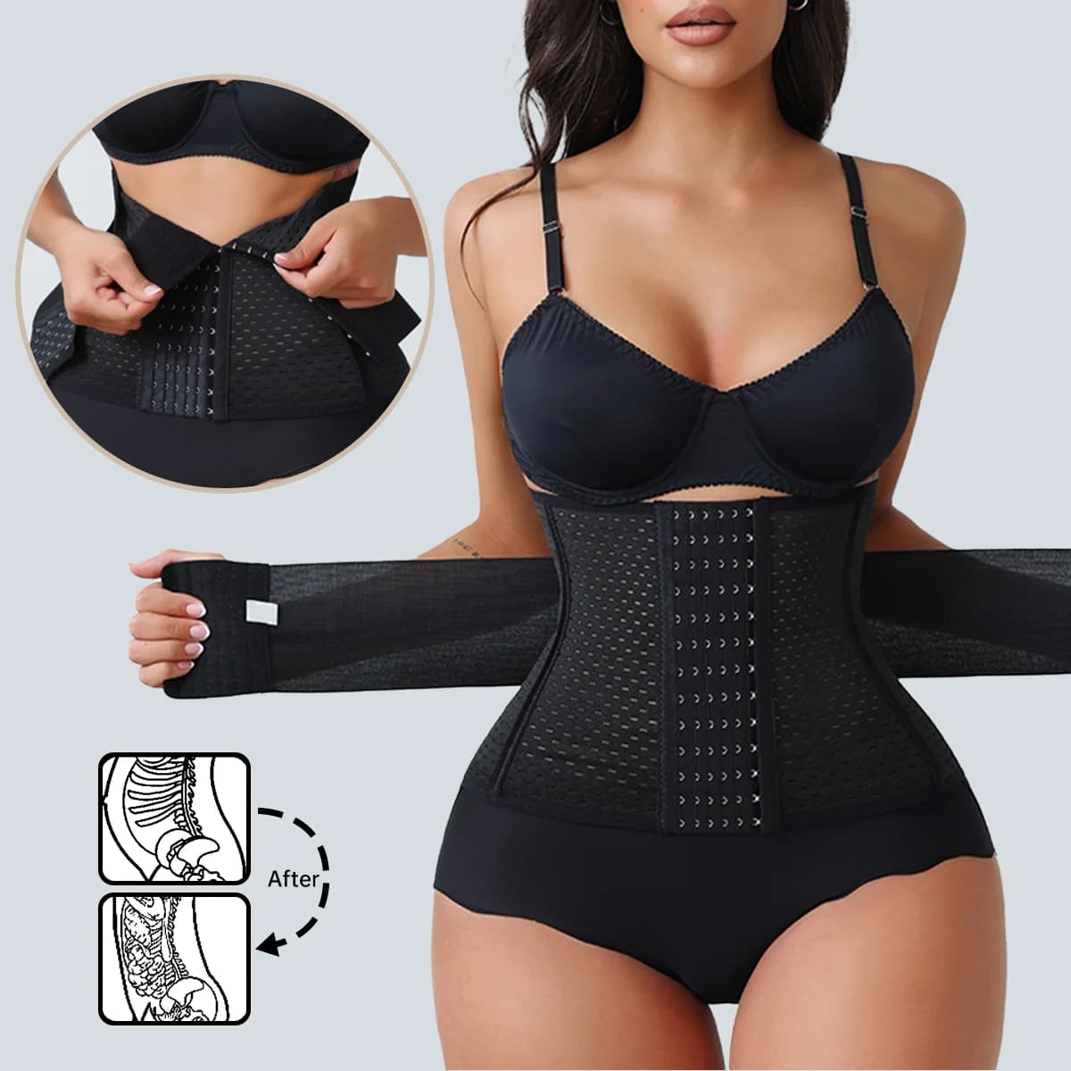 Nuovo Corsetto Modellante Regolabile per Donne con Doppia Cintura in Neoprene e Cerniera, per Controllo Pancia e Supporto Lombare