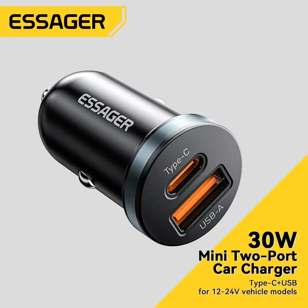 Essager 30W USB Caricabatteria da auto Ricarica rapida 4.0 3.0 FCP SCP USB PD per Xiaomi iPhone 12 13 14 Pro Caricatore per telefono per auto a ricarica rapida