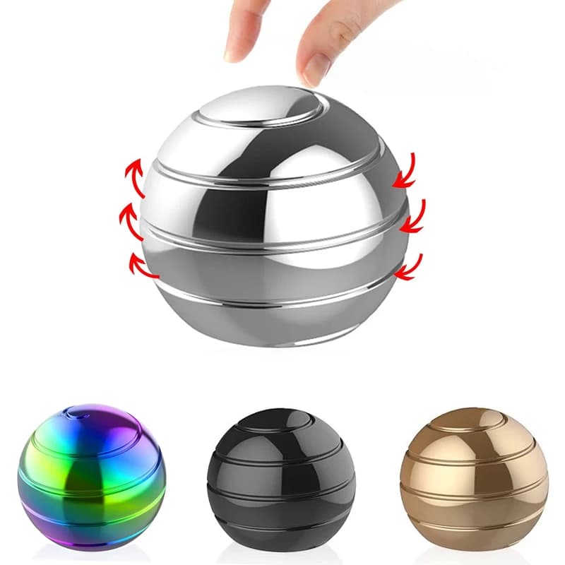 Giocattolo da scrivania cinetico Illusione ottica Palla rotante in metallo Fidget di grandi dimensioni 55MM Giocattoli spinner antistress per adulti Regali per adolescenti