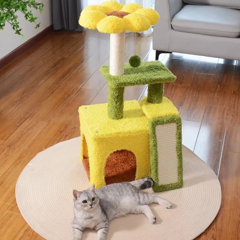 Accessori per torri per gatti da interno: Tiragraffi, Tappetino in legno, Castello con scale in corda - Articoli per animali domestici