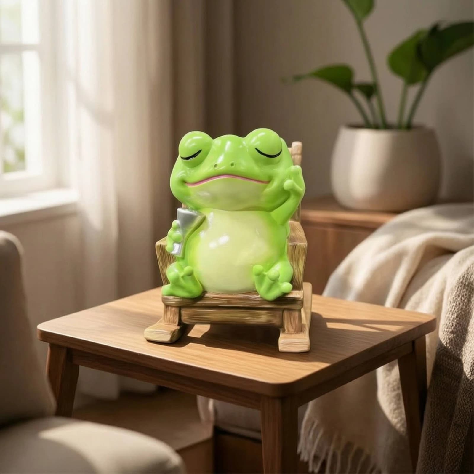 Frog Planter with Chair Decorative Frog Planter Succulent Pot Resin Flowerpot Whimsical for Plant Lovers, Desk, Shelf