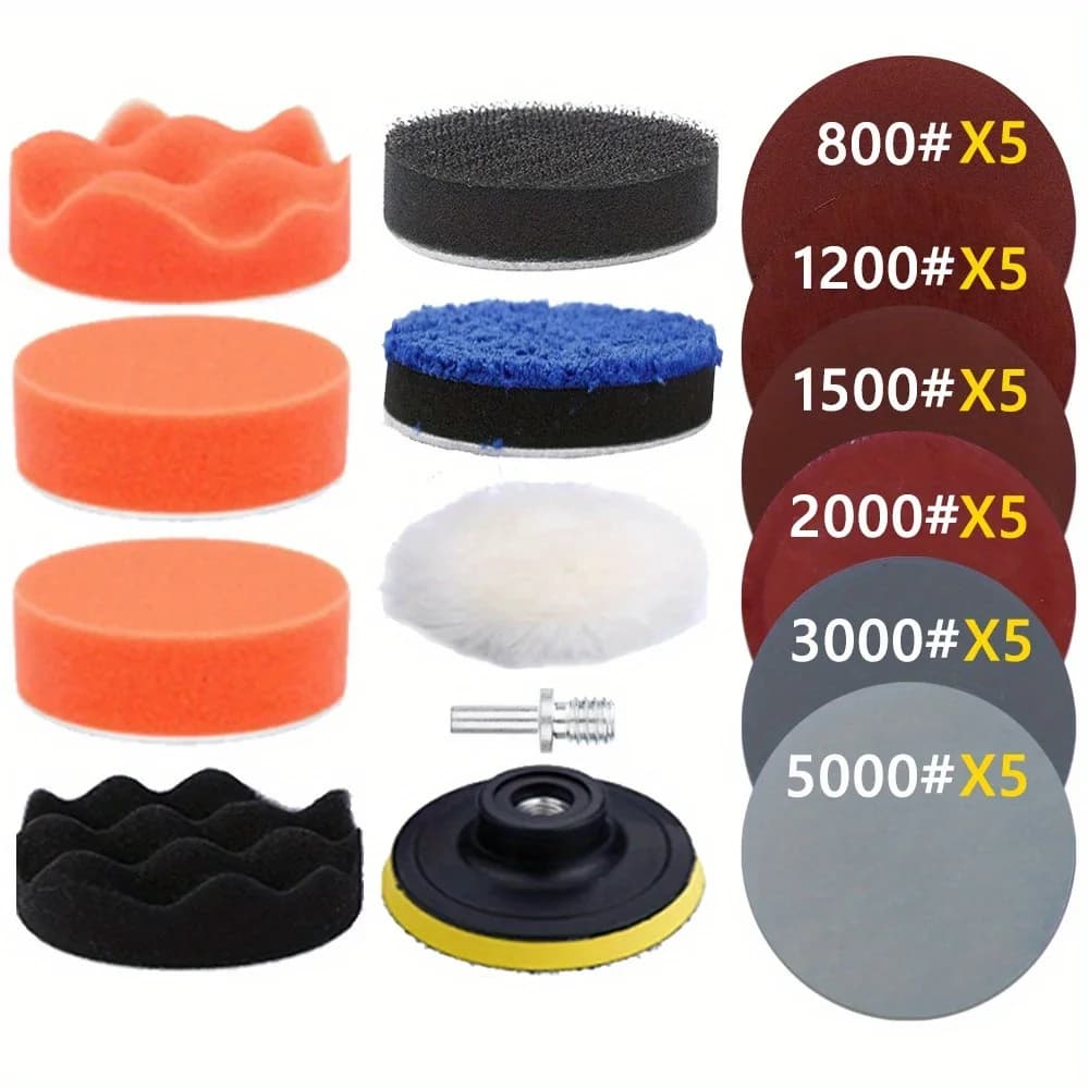 3inCar self polishing sponge for repair kit headlights with abrasive disc, waxing sponge and spindle M10
