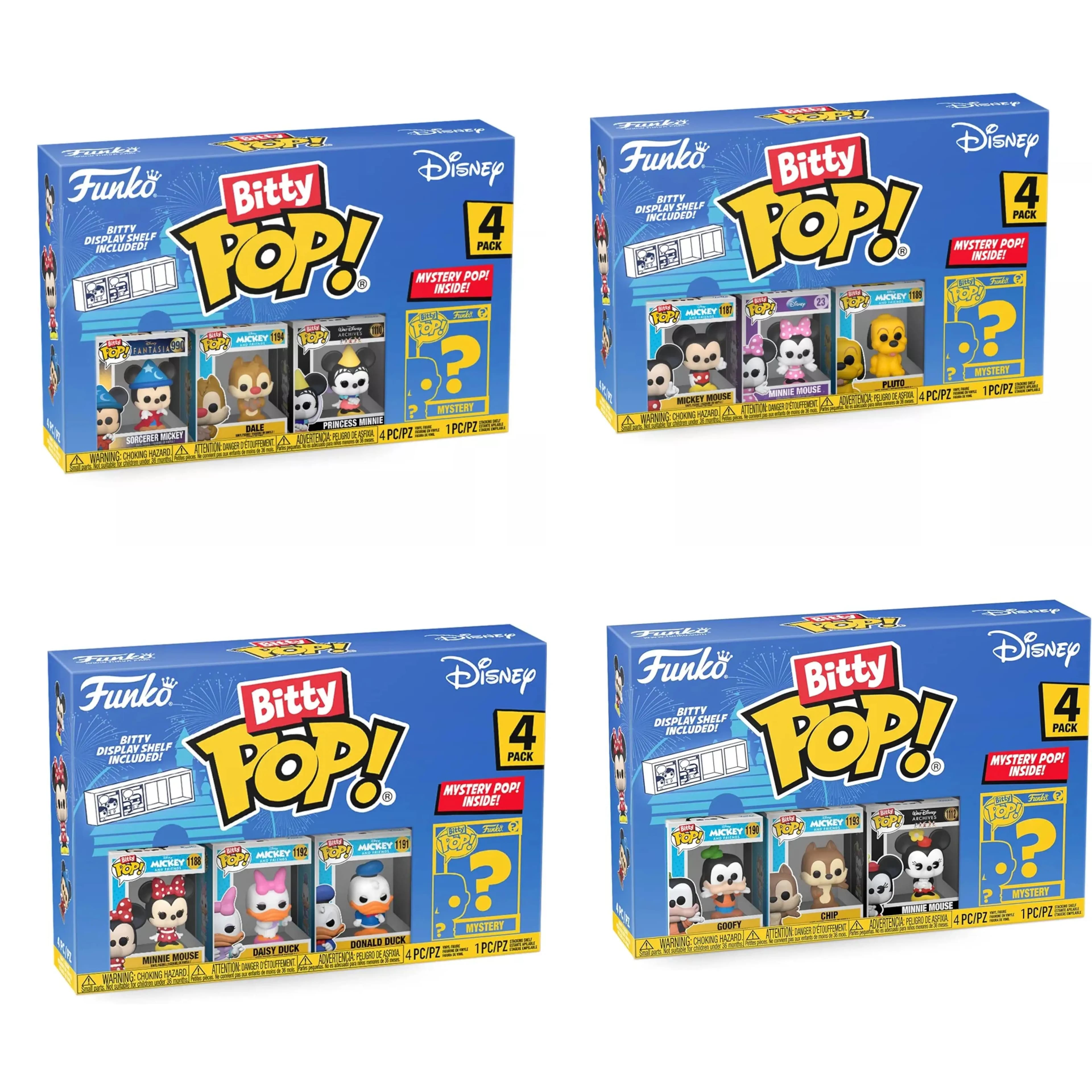 Funko Bitty Pop Disney Mini Collectible Figures Mickey Minnie Dale Mystery 4 Pack Desktop Display Decor Toy