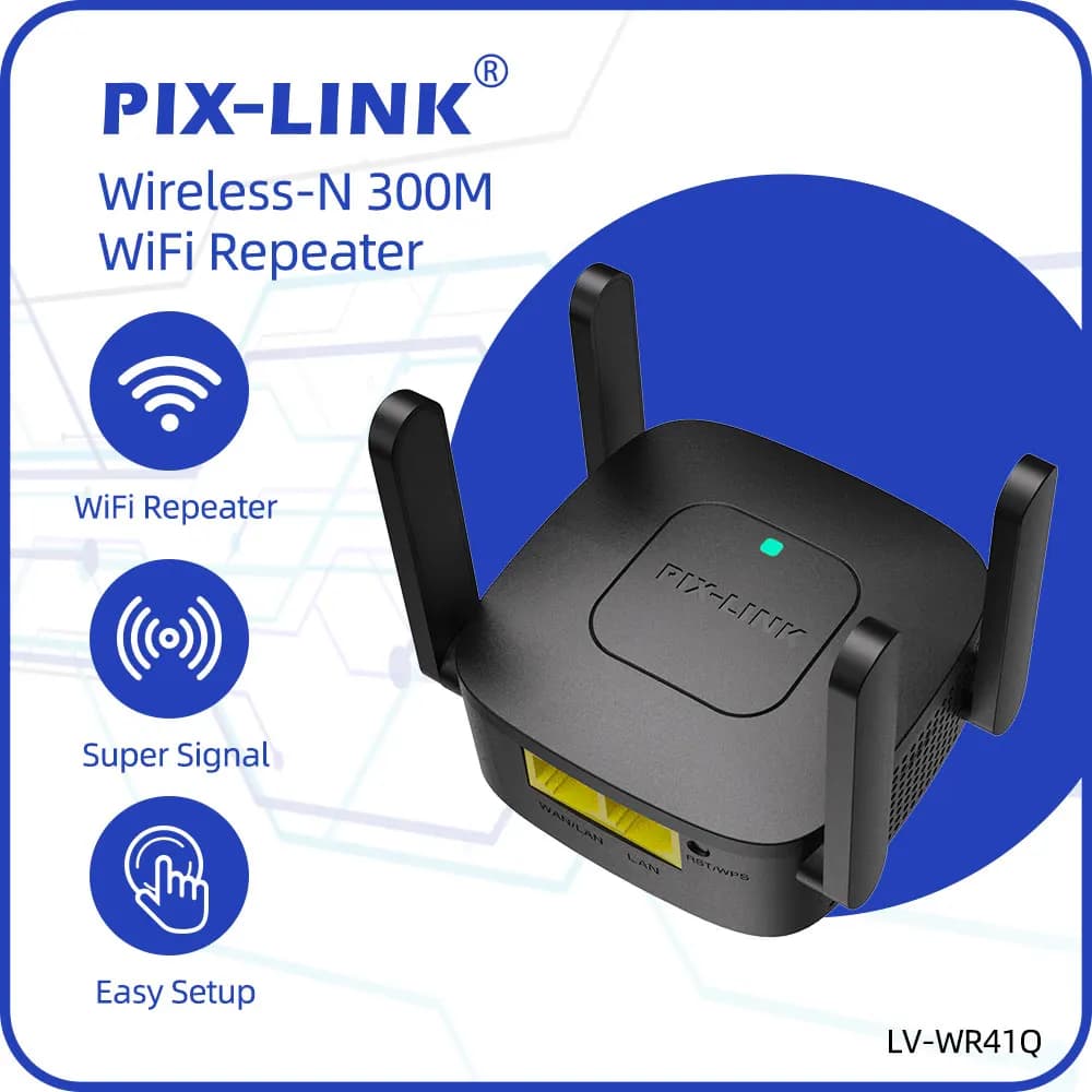 PIX-LINK WR41Q Estensore WiFi 300Mbps Estensore di portata Wi-Fi Ripetitore di segnale Amplificatore WiFi Estensore di portata WiFi Ripetitore Internet