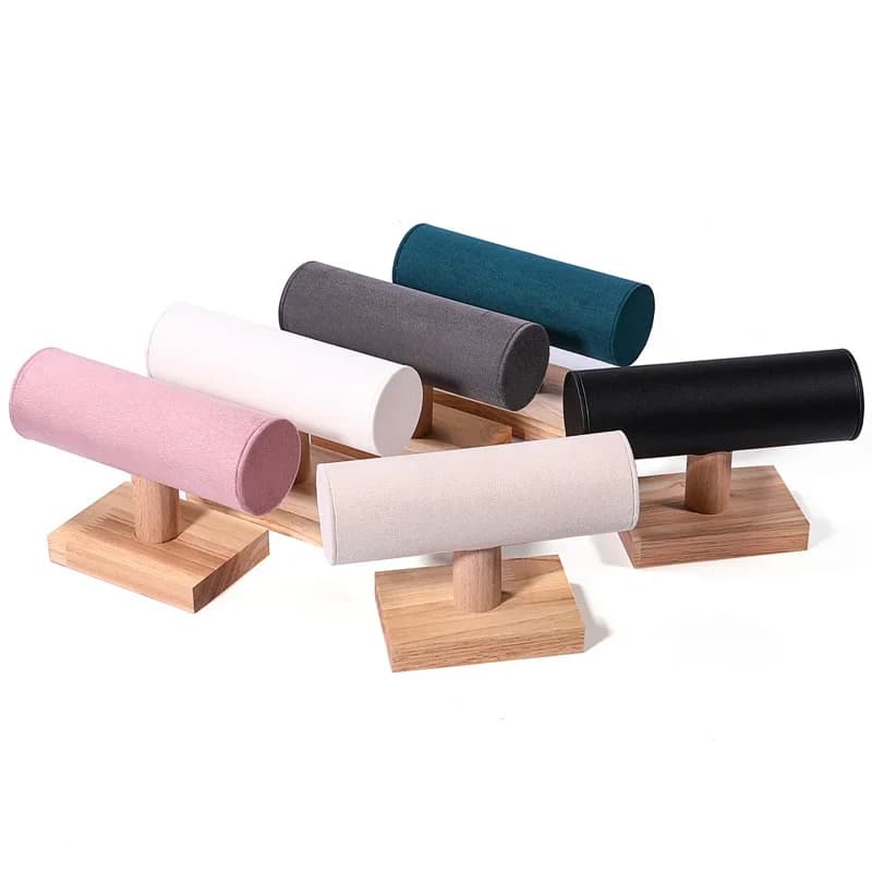 Retro T-shaped Pendant Holder Watches Bracelets Necklaces Wristband Jewelrys Display Stand Wooden Dressing Table Display Prop