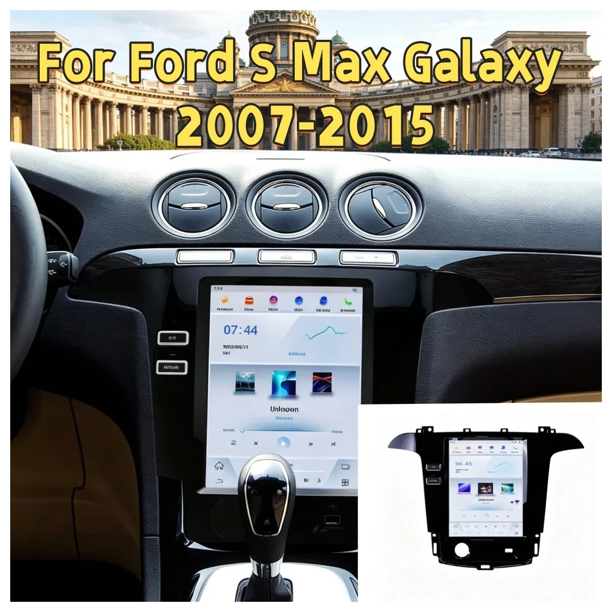 Android 13 CarPlay Auto 12.1" For Ford S Max Galaxy 2007-2015 Car Radio GPS Audio Touch Screen Stereo Vertical Player Head Unit