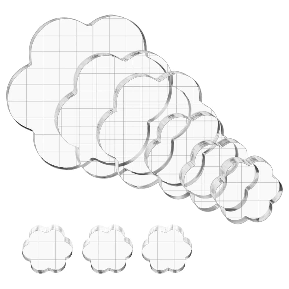 9pcs Clear Acrylic Stamp Block Kit with Grid Lines Stamp Blocks for Scrapbooking Crafts Card Making Handle Stamping Photo Album