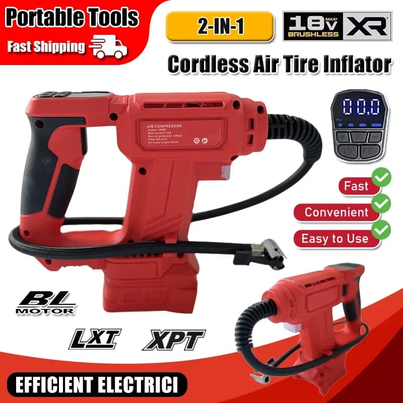 Compressore d'aria portatile senza fili 150PSI con manometro digitale, utensile elettrico per batteria Milwaukee 18V