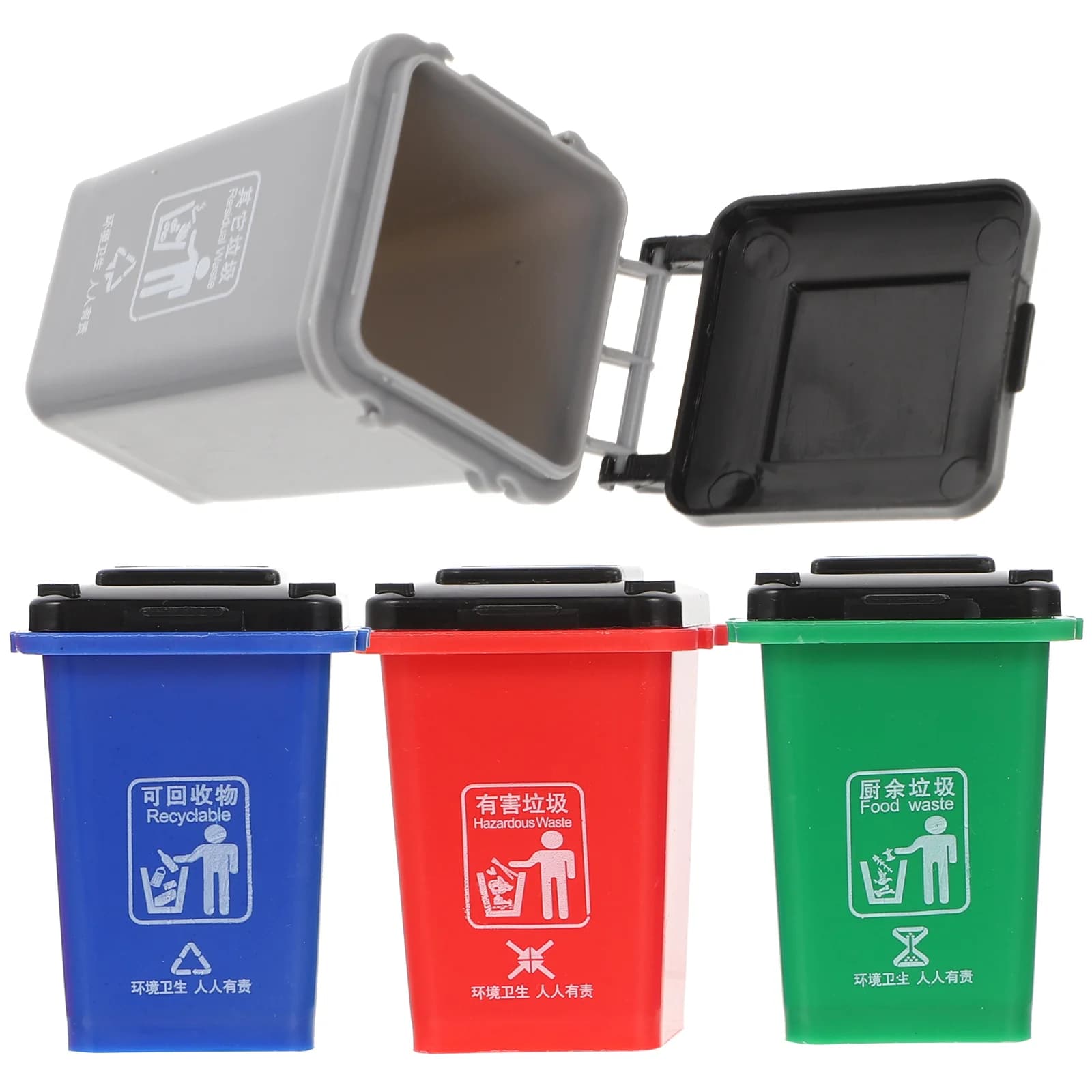 4 pezzi mini pattumiera regalo per bambini classificazione dei rifiuti modello giocattolo lattine adorabili per ufficio in plastica