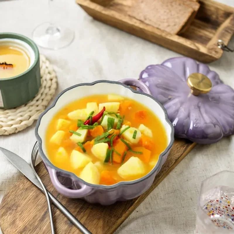 Cast iron cookware set Pumpkin cast iron cooking pot Enamel pots and pans Kitchen accessories Non stick pots for cooking hot pot