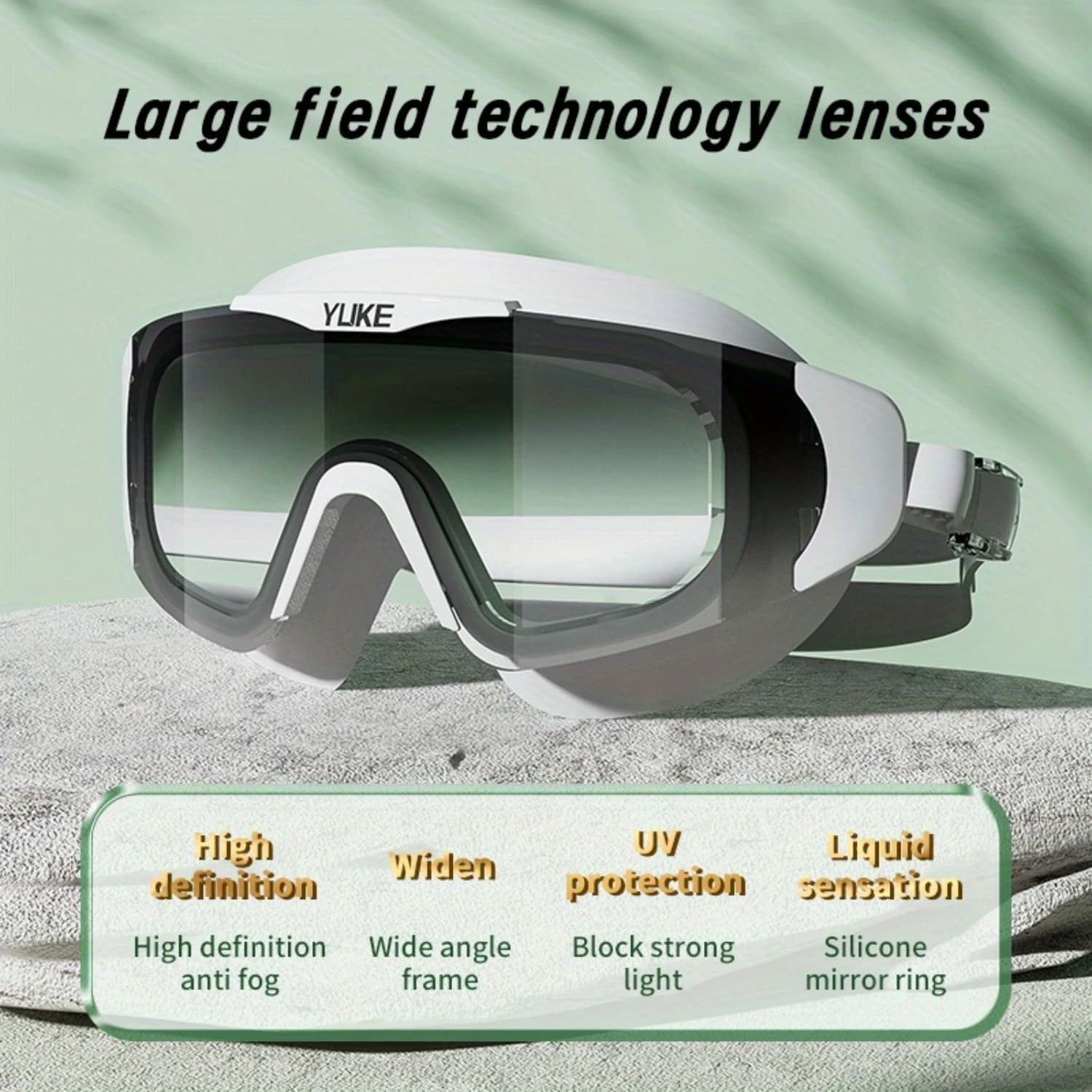 1 piece waterproof and anti-fog swimwear - Swimming glasses with large electrolytic frame, for swimming training, water sports
