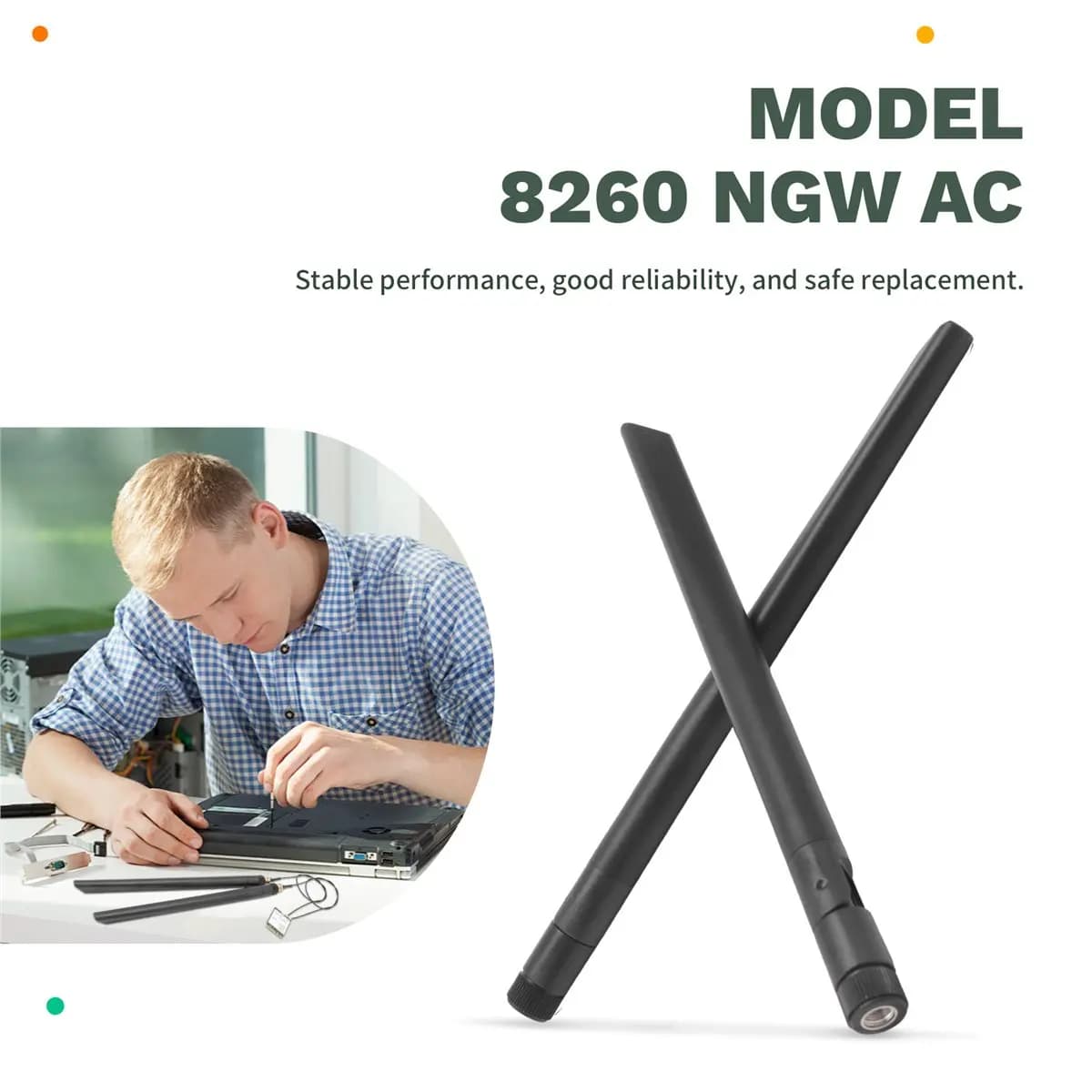 SWXF 8260 8260NGW WiFi Card+2X8DB Antenna 2.4G/5Ghz 867M Bluetooth 4.2 NGFF M.2 WiFi Wireless Card Module for AC 8260