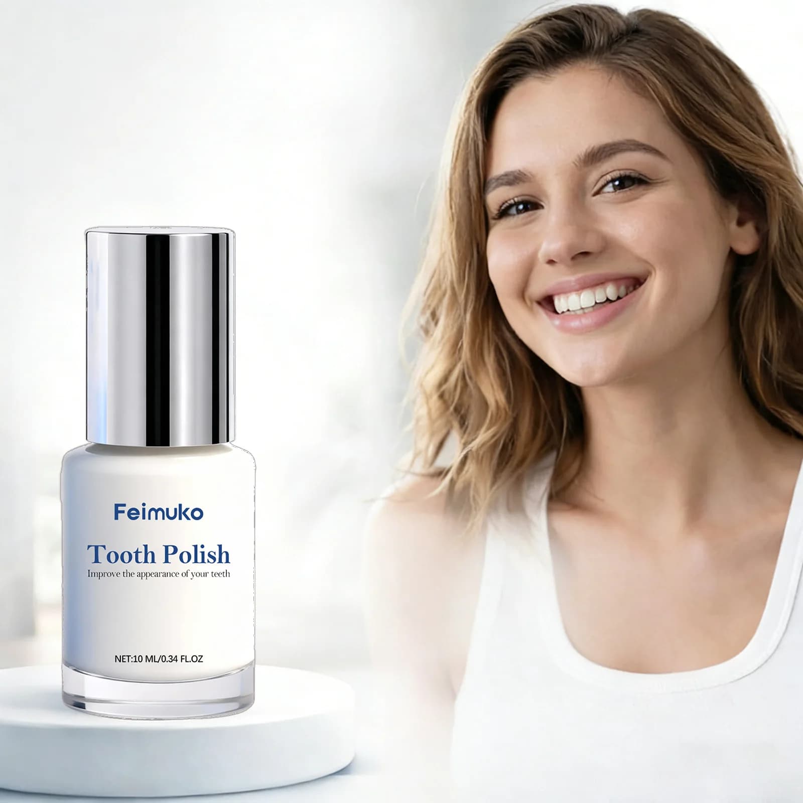 Whitening Paint for Tooth - Removes Macchie and Pigments, Safe Formula for Nail Polish, Anti-Dyellow, Care for a Fresh Food 10ml